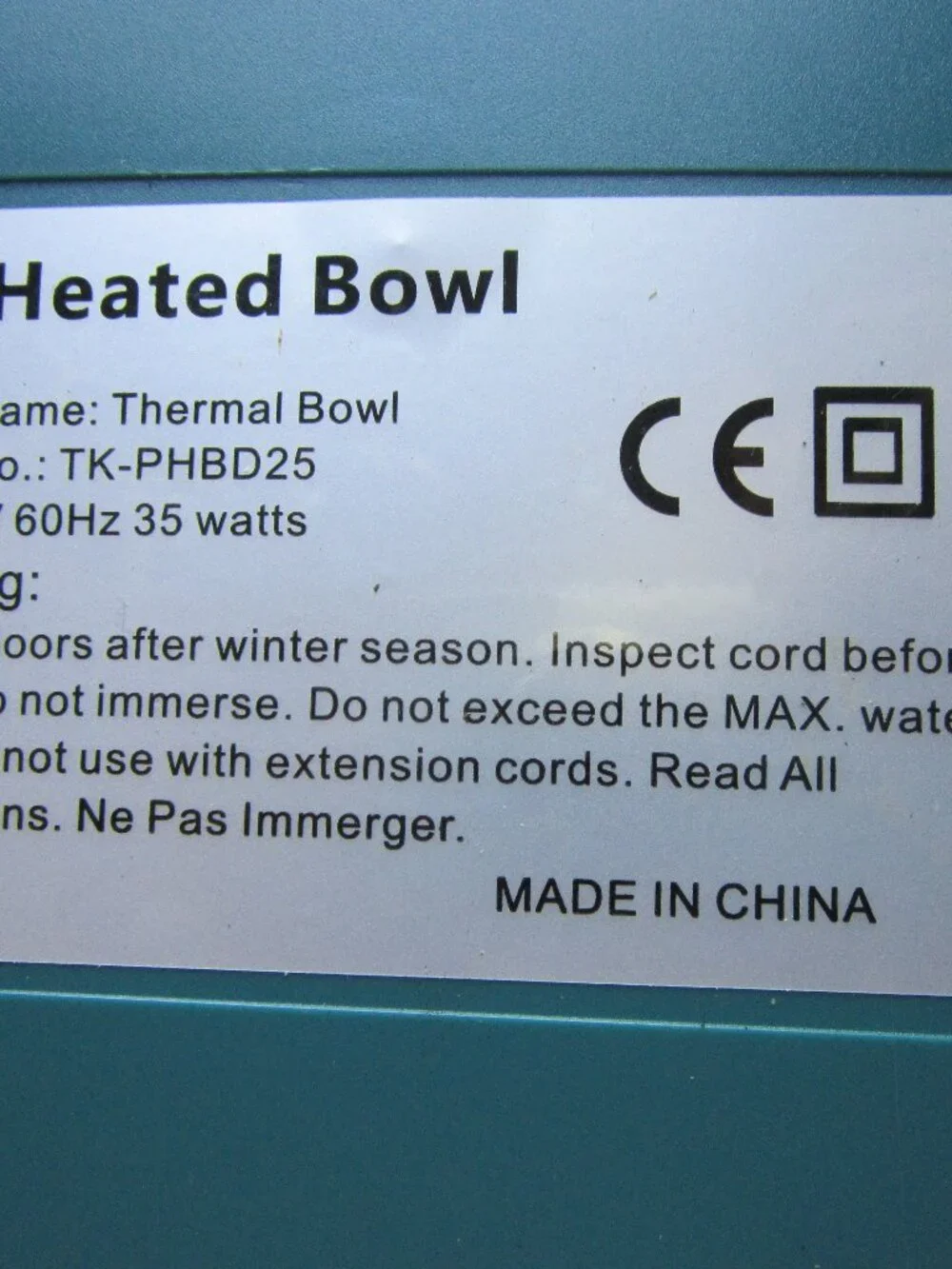 Heated Water Bowl 67OZ Cats Dogs Chickens Wild Animals